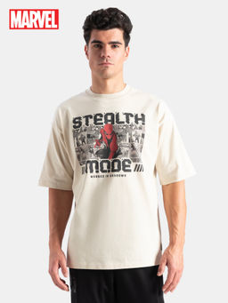 Jockey - M001 Men Marvel Avengers Cotton Graphic Printed Oversized T-Shirt-Almond Milk
