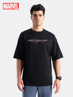 Jockey - M001 Men Marvel Avengers Cotton Graphic Printed Oversized T-Shirt-Black