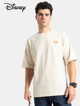 Jockey - D001 Men Disney Mickey Mouse Cotton Graphic Print Oversized T-Shirt-AlmondMilk