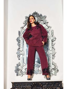 Kay Kay BY KKHUSHI SAHAII - Gabi Burgundy Co-Ord Set