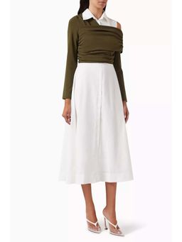 Notebook - Women Green Collar Neck Solid Midi Dress