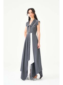 Notebook - Women Grey Striped Maxi Dress