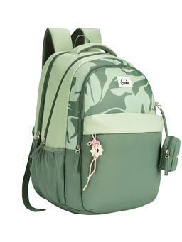 Genie - Girls Green Alba Printed School Backpack with Pouch and Rain Cover (9-10 Years)