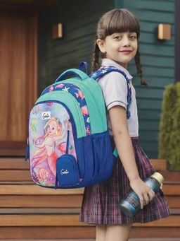 Genie - Girls Blue-Green Aqua Dream School Backpack with Pouch (5-8 Years)