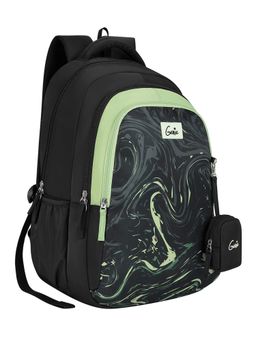 Genie - Girls Black Abstract Printed School Backpack with Pouch (7-10 Years)