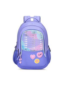 Skybags - Girls Purple Glitter Typography Printed Casual Backpack (8-9 Years)