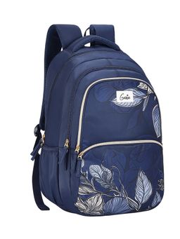 Genie - Girls Navy Blue Canopy Floral Printed School Backpack with Rain Cover (9-10 Years)