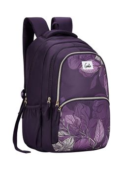 Genie - Girls Purple Canopy Floral Printed School Backpack with Rain Cover (9-10 Years)