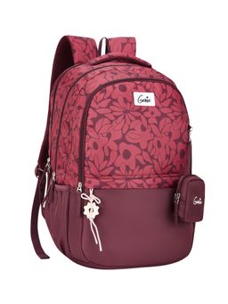 Genie - Girls Maroon Eleanor School Backpack with Pouch and Rain Cover (9-10 Years)