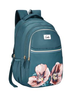 Genie - Girls Teal Eve Petal Floral Printed School Backpack with Rain Cover (9-10 Years)