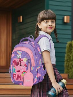 Genie - Girls Purple Fun Pop School Backpack with Pouch (5-8 Years)
