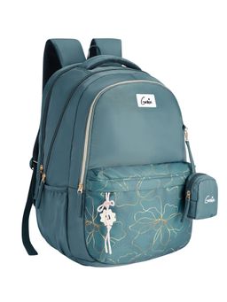 Genie - Girls Teal Marilit Floral Printed School Backpack with Pouch and Rain Cover (13-14 Years)
