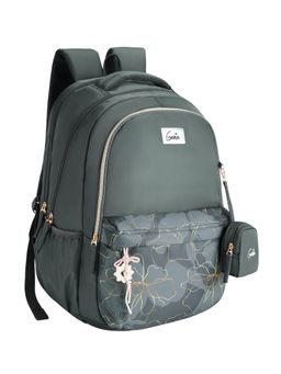 Genie - Girls Grey Marilit Floral Printed School Backpack with Pouch and Rain Cover (13-14 Years)
