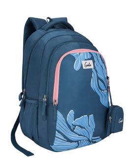 Genie - Girls Blue Mira Printed School Backpack with Pouch (13-14 Years)