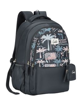 Genie - Girls Dark Grey Mirana Printed School Backpack with Pouch (9-10 Years)