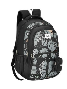 Genie - Girls Black Morphy Printed School Backpack with Pouch (9-10 Years)