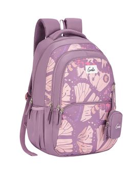 Genie - Girls Mauve Morphy Printed School Backpack with Pouch (9-10 Years)