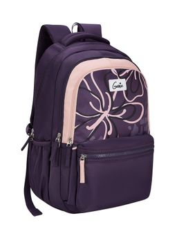 Genie - Girls Purple Floral Printed Rosalin School Backpack with Rain Cover (9-10 Years)