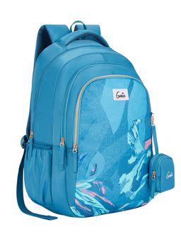 Genie - Girls Blue Seabloom Floral Printed School Backpack with Pouch (5-8 Years)