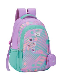 Genie - Girls Lavender-Green Spark It Printed School Backpack with Pouch (5-8 Years)