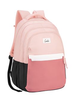 Genie - Girls Peach Colorblock Vibe Check School Backpack with Rain Cover (9-10 Years)