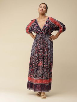 Label Ritu Kumar - Blue Floral Print Maxi Dress