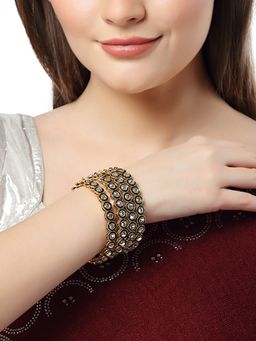 Karatcart - Set Of 4 Silver-plated Ad Studded Bangles For Women