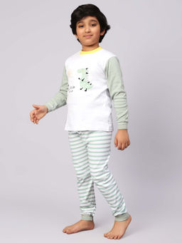 Bubble Berry - Printed Green T-Shirt With Joggers For Boys (Set of 2)