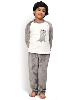 Bubble Berry - Graphic Grey T-Shirt With Pants For Boys (Set of 2)