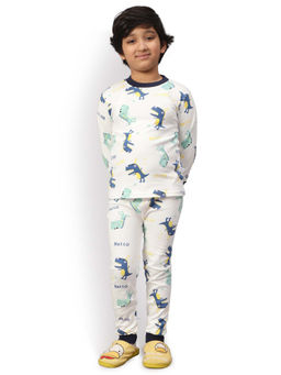 Bubble Berry - White Graphic T-Shirt With Joggers For Boys (Set of 2)