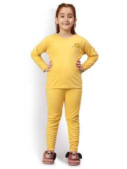Bubble Berry - Solid Yellow T-Shirt With Pants For Girls (Set of 2)