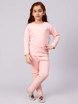 Bubble Berry - Solid Pink T-Shirt With Pants For Girls (Set of 2)