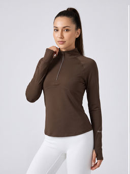 Fitkin - Brown Solid Nylon/Spandex Regular T-Shirt