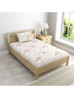Haus & Kinder - Satin Floral 186 Tc Cotton Printed Bedsheet-Multicolor (Single)