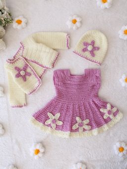 Woonie - Girls Lavender Acrylic Dress and Shrug with Cap