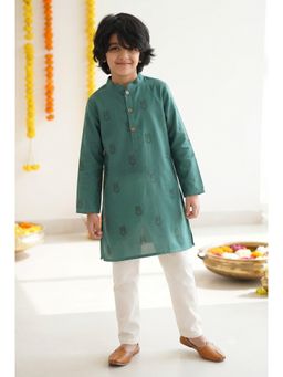 Tales & Stories - Boys Green Viscose Kurta with Pyjama
