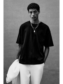 H&M - Men Black Oversized Fit Cotton T-Shirt