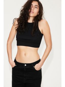 H&M - Women Black Cropped Vest Top