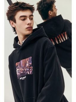 H&M - Men Black Loose Fit Hoodie