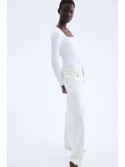 H&M - Women White Long-Sleeved Jersey Top