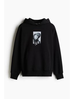 H&M - Men Black Oversized Fit Printed Hoodie