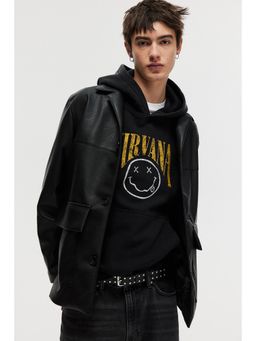 H&M - Men Black Oversized Fit Printed Hoodie