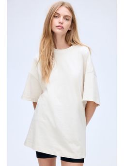 H&M - Women Beige Oversized T-Shirt