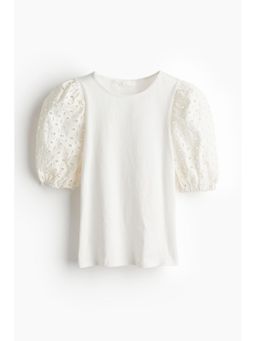 H&M - Women White Puff-Sleeved Top