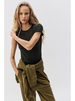 H&M - Women Green Fitted Microfibre T-Shirt