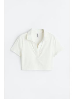 H&M - Women White Colla Cropped Top