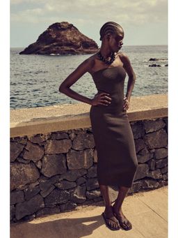 H&M - Women Brown Ribbed Tube Dress