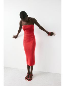 H&M - Women Red Ribbed Tube Dress