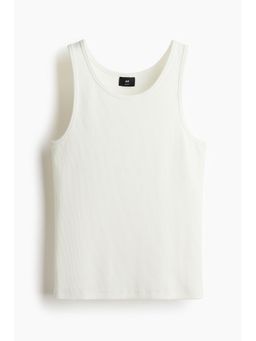 H&M - Men White Slim Fit Ribbed Vest Top