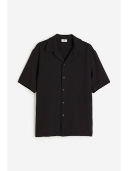 H&M - Men Black Regular Fit Muslin Resort Shirt